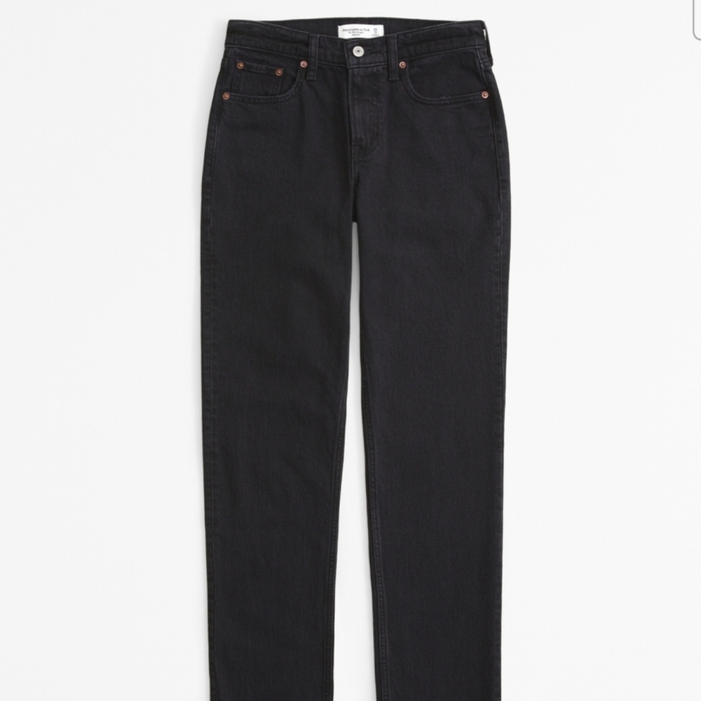 Abercrombie Curve Love 90s mid rise straight jeans black